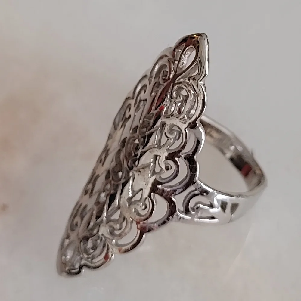 Sterling Silver Filigree Ring Size 6 1/2